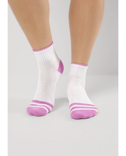 CLE Носки жен.Д5548 витаминка хл+эл, белый/т.розовый
