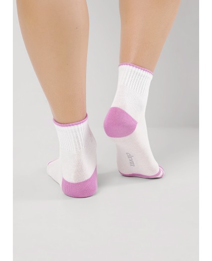 CLE Носки жен.Д5548 витаминка хл+эл, белый/т.розовый