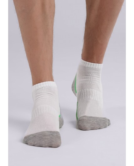 CLES Носки муж.M2003 market line укороч, белый/меланж серый
