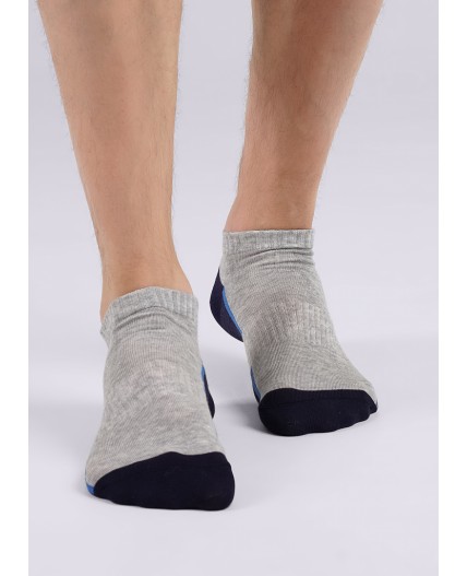 CLES Носки муж.M2003 market line укороч, меланж серый/т.синий