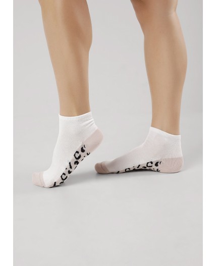CLE Носки жен.Д5505 fashion база хл+эл, белый/св.бежевый