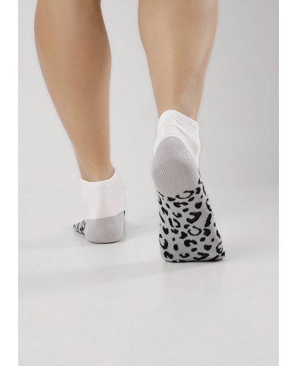 CLE Носки жен.Д5505 fashion база хл+эл, белый/св.серый