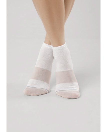 CLE Носки жен.Д5507 fashion база хл+эл, белый/св.бежевый