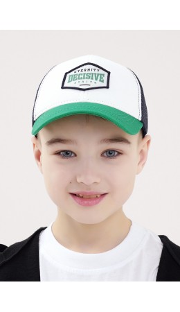 CLE Бейсболка дет 90 сетка (1624), белый/зелёный