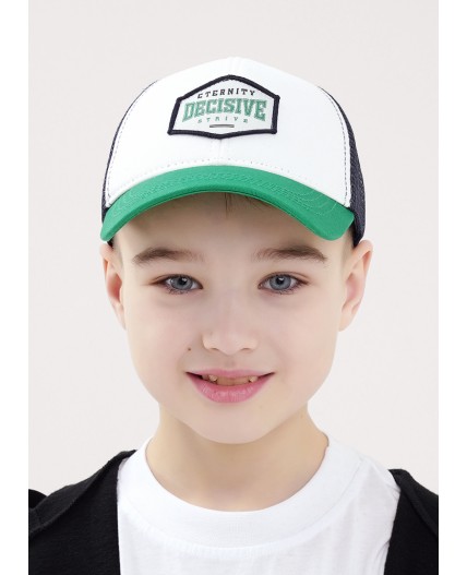CLE Бейсболка дет 90 сетка (1624), белый/зелёный