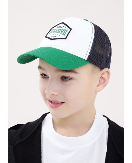 CLE Бейсболка дет 90 сетка (1624), белый/зелёный