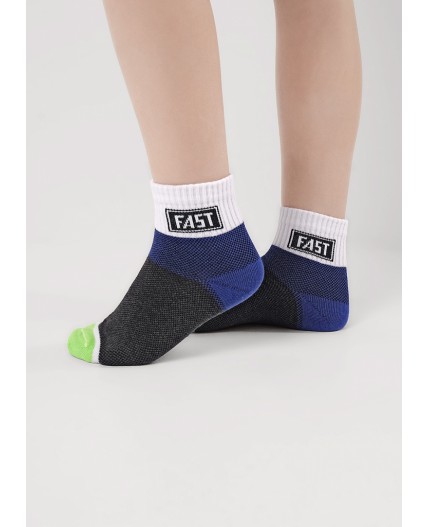 CLE Носки дет.С1563 12-14,14-16 сетка мал, меланж т.серый