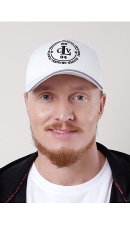 CLE Бейсболка 13 кант CLV х/б  (GK1604-1001 кепка с козыр), молочный/чёрный