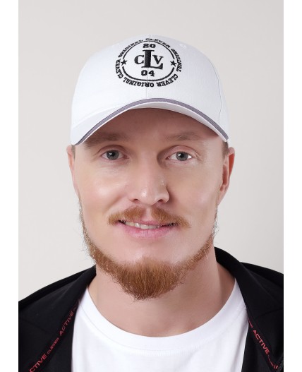 CLE Бейсболка 13 кант CLV х/б  (GK1604-1001 кепка с козыр), молочный/чёрный