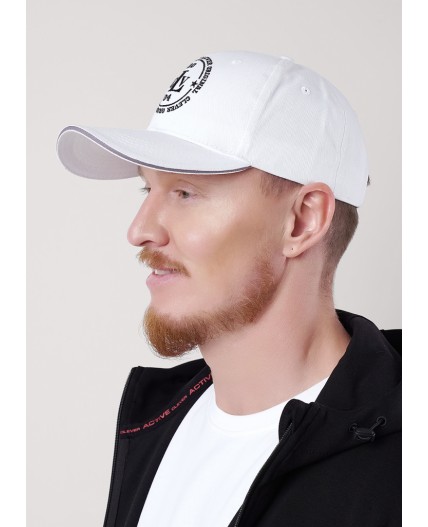 CLE Бейсболка 13 кант CLV х/б  (GK1604-1001 кепка с козыр), молочный/чёрный