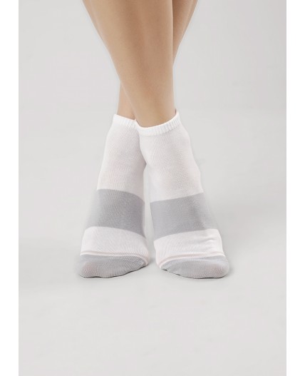 CLE Носки жен.Д5507 fashion база хл+эл, белый/св.серый