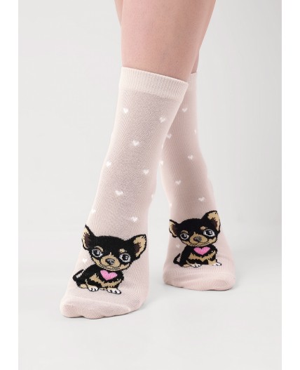 CLE Носки жен.Д5568 игровые хл+эл, меланж бежевый