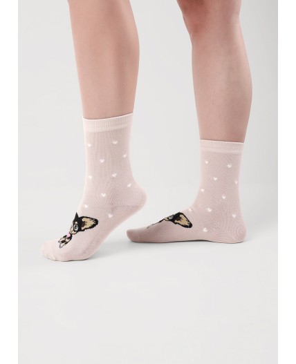 CLE Носки жен.Д5568 игровые хл+эл, меланж бежевый