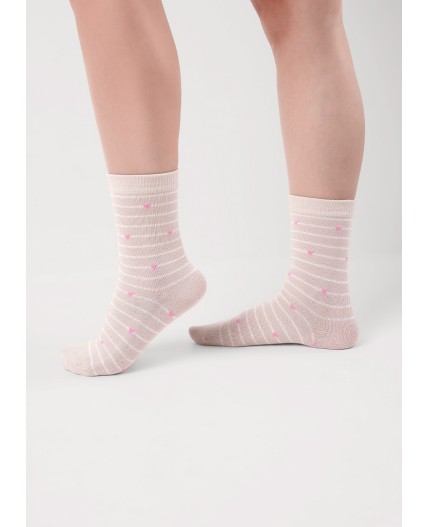 CLE Носки жен.Д5569 игровые хл+эл, меланж бежевый