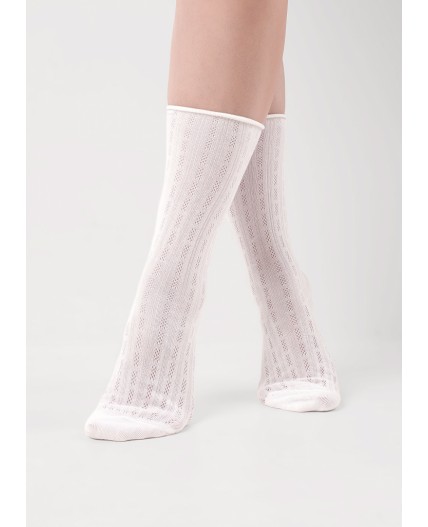 CLE Носки жен.Д5575 ажур хл+эл, белый