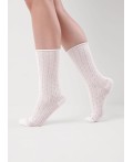 CLE Носки жен.Д5575 ажур хл+эл, белый