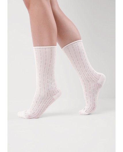 CLE Носки жен.Д5575 ажур хл+эл, белый