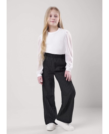 CLE Брюки дев. 753238огн школа, чёрный/белый