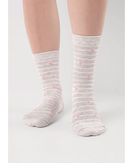 CLE Носки жен.Д5569 игровые хл+эл, меланж св.серый
