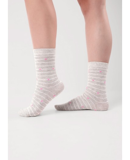 CLE Носки жен.Д5569 игровые хл+эл, меланж св.серый