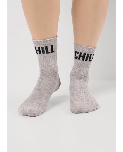 CLE Носки дет.С15802 18-20 школа хл+эл, меланж серый