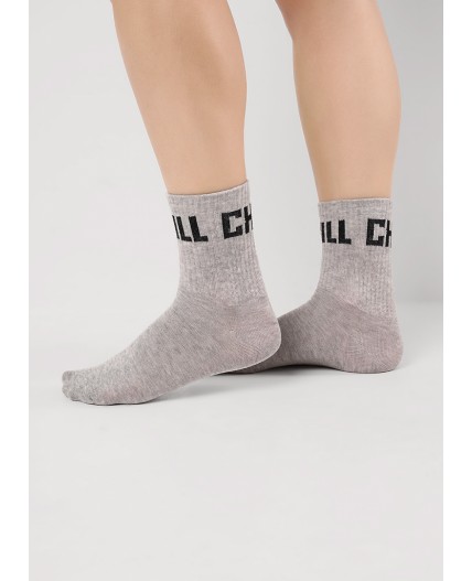CLE Носки дет.С15802 18-20 школа хл+эл, меланж серый