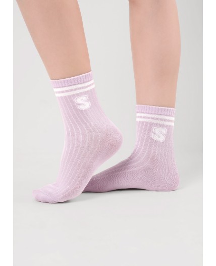 CLE Носки дет.С15807 20-22.22 школа хл+эл, св.фиолетовый