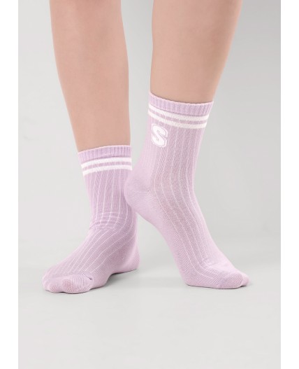 CLE Носки дет.С15807 20-22.22 школа хл+эл, св.фиолетовый
