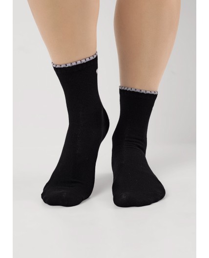 CLE Носки дет.С15808 18-20 школа хл+эл, чёрный