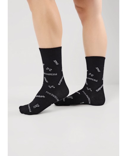 CLE Носки дет.С15810 18-20 школа хл+эл, чёрный