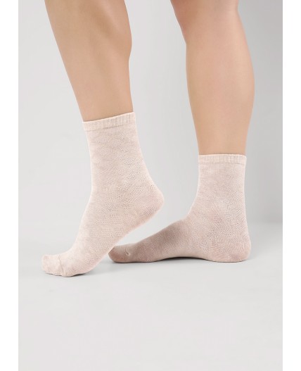 CLE Носки дет.С15816 18-20 школа хл+эл, меланж св.бежевый