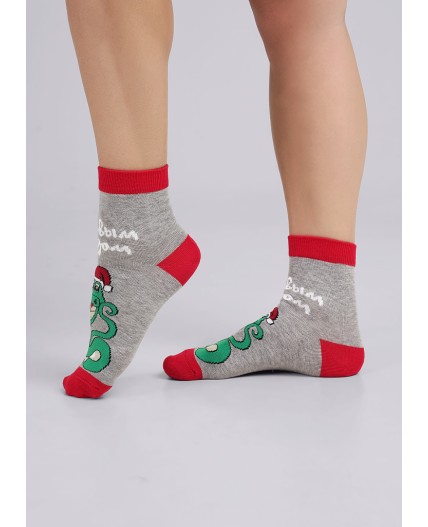 CLE Носки жен.Д2459 НГ хл+эл, меланж серый