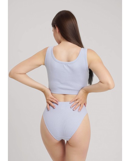 CLE LT15-1176 Майка жен. укор. Экрю, св.голубой