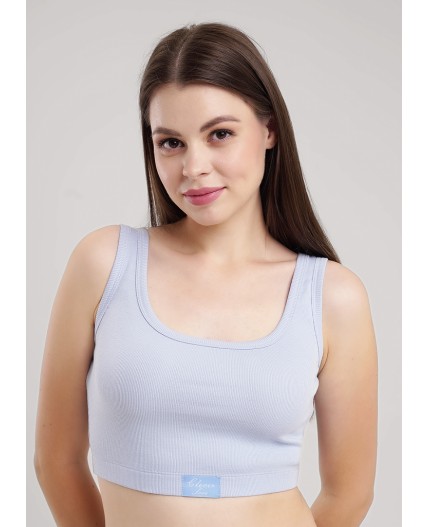 CLE LT15-1176 Майка жен. укор. Экрю, св.голубой