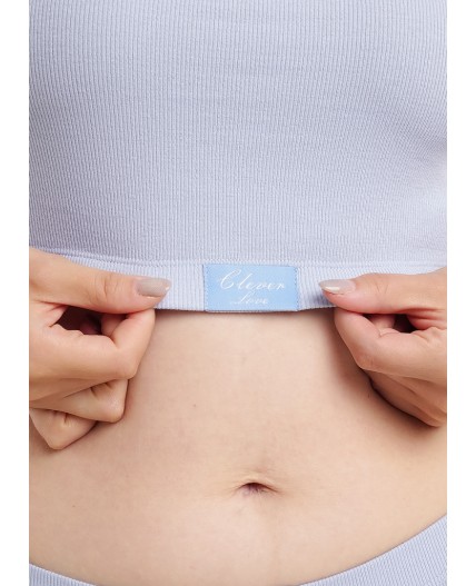 CLE LT15-1176 Майка жен. укор. Экрю, св.голубой