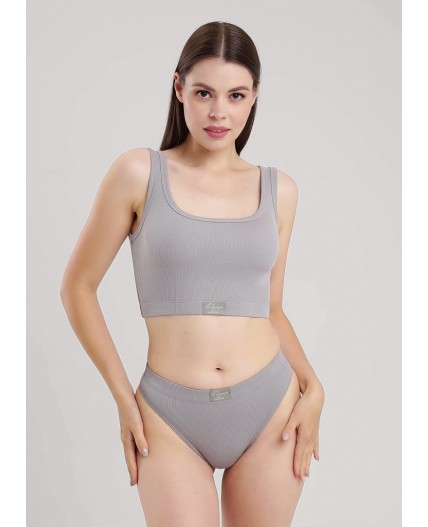 CLE LT15-1176 Майка жен. укор. Экрю, серый