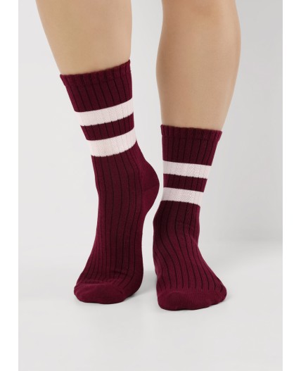 CLE Носки жен.Д2508 север хл+эл, бордовый