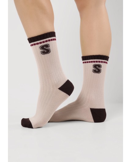 CLE Носки жен.Д2509 север хл+эл, бежевый/коричневый