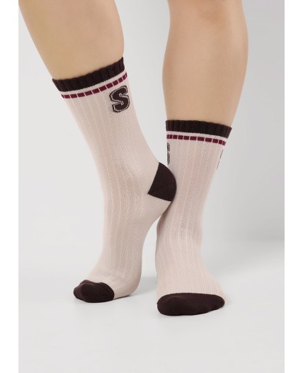 CLE Носки жен.Д2509 север хл+эл, бежевый/коричневый