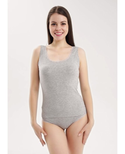 CLE LM025 Майка жен. База кашкорсе, меланж серый