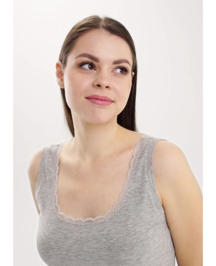 CLE LM025 Майка жен. База кашкорсе, меланж серый