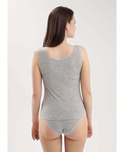 CLE LM025 Майка жен. База кашкорсе, меланж серый