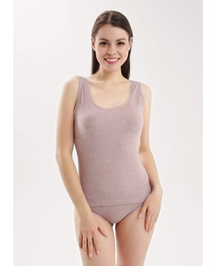 CLE LM025 Майка жен. База кашкорсе, меланж бежевый