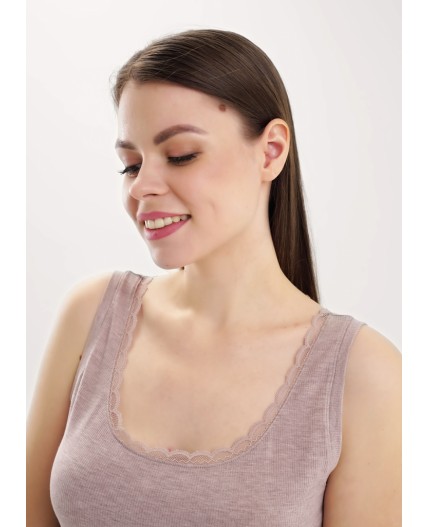 CLE LM025 Майка жен. База кашкорсе, меланж бежевый