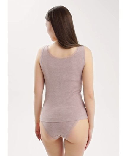 CLE LM025 Майка жен. База кашкорсе, меланж бежевый