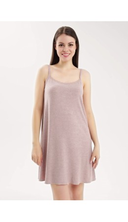 CLE LS025 Сорочка ночн. жен. База кашкорсе, меланж бежевый
