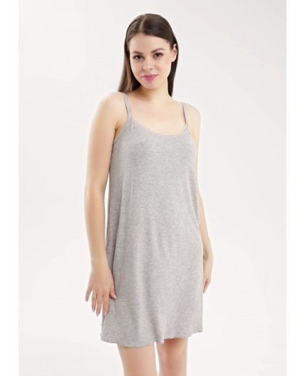 CLE LS025 Сорочка ночн. жен. База кашкорсе, меланж серый