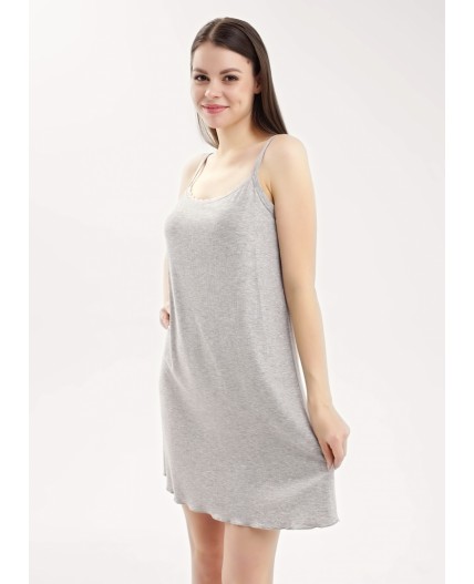 CLE LS025 Сорочка ночн. жен. База кашкорсе, меланж серый