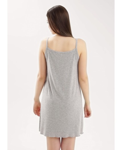 CLE LS025 Сорочка ночн. жен. База кашкорсе, меланж серый