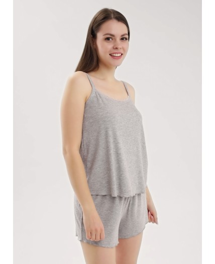 CLE LSET025 Пижама жен. База кашкорсе, меланж серый